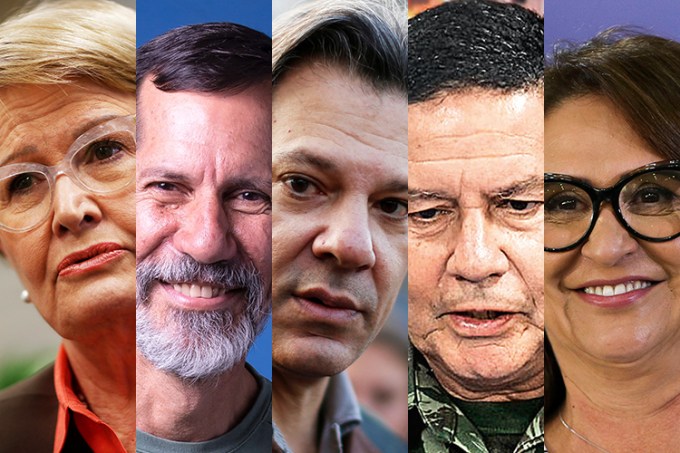 Os candidatos a vice-presidente da República: Ana Amélia (PP), Eduardo Jorge (PV), Fernando Haddad (PT), General Hamilton Mourão (PRTB) e Kátia Abreu (MDB)