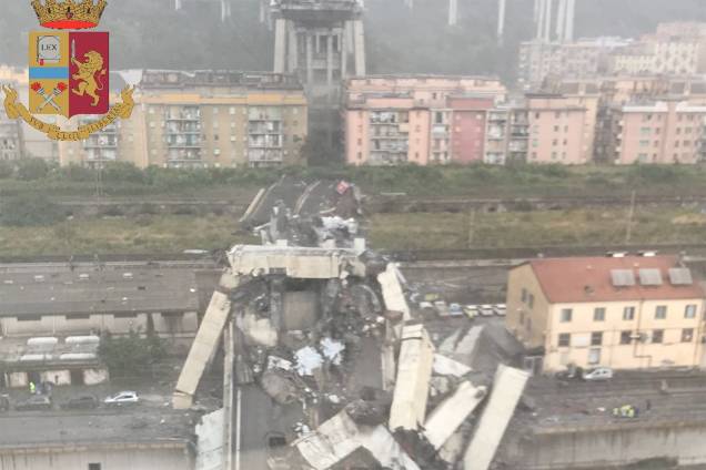 Trecho da ponte Morandi desaba em Gênova, na Itália