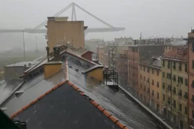Trecho da ponte Morandi desaba em Gênova, na Itália