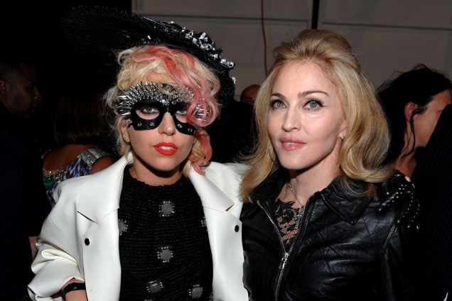 As cantoras Madonna e Lady Gaga em evento no New York State Armory - 14/09/2009