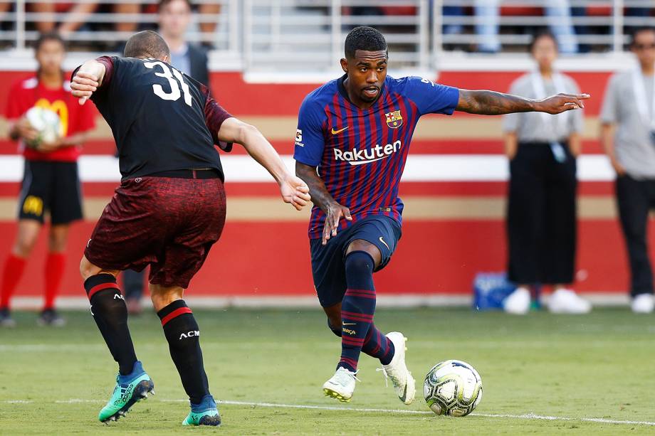 O jogador Malcom, do Barcelona, durante partida contra o Milan, válida pelo torneio amistoso Champions Cup - 04/08/2018