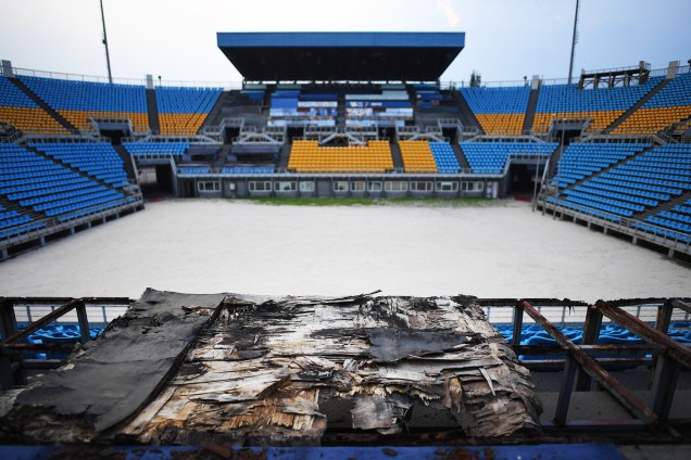Arena onde foram disputadas partidas de vôlei durante os Jogos Olímpicos de Pequim é vista abandonada - 23/07/2018