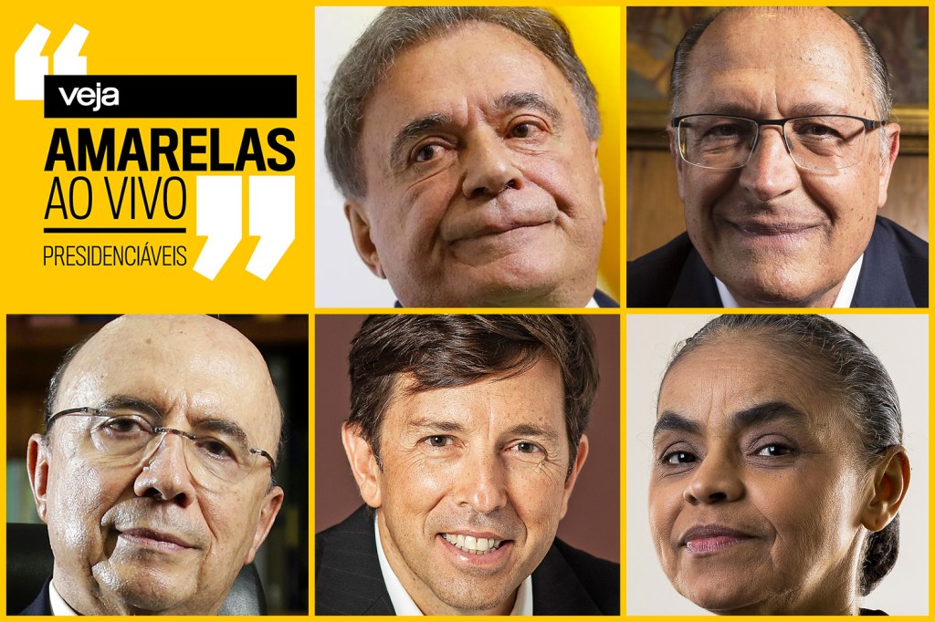 Os candidatos à presidência Alvaro Dias (Podemos), Geraldo Alckmin (PSDB), Henrique Meirelles (MDB), João Amoedo (Novo) e Marina Silva (Rede)
