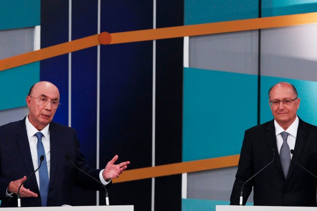 Henrique Meirelles (MDB) e Geraldo Alckmin (PSDB), durante debate entre presidenciáveis realizado pela TV Gazeta - 09/09/2018