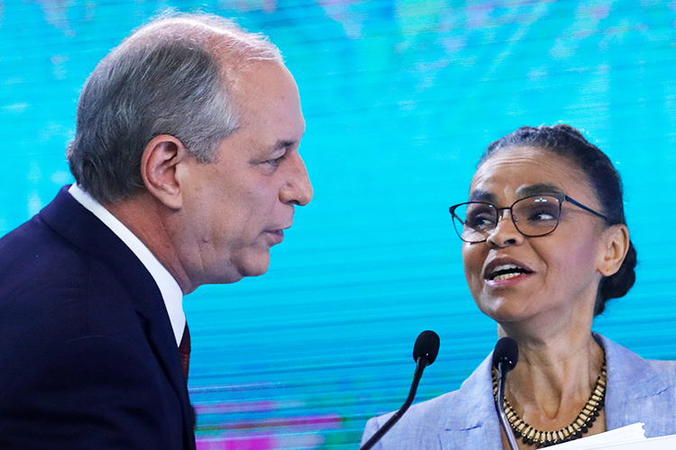 Ciro Gomes (PDT) e Marina Silva (Rede), conversam antes do debate entre presidenciáveis realizado pela TV Record - 30/09/2018