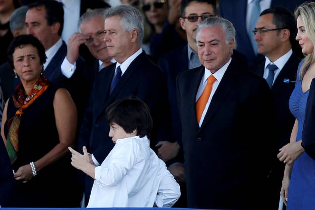 O presidente da República, Michel Temer (MDB), acompanhado da primeira-dama Marcela Temer e do filho Michelzinho, durante o desfile de 7 de setembro, que marca a Independência do Brasil, realizado na Esplanada dos Ministérios, em Brasília - 07/09/2018