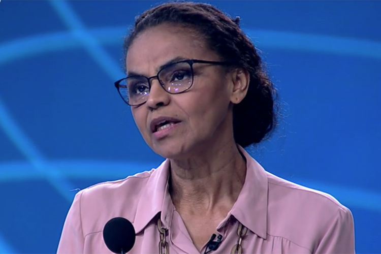 Marina Silva (Rede), candidata à Presidência da República, durante debate entre presidenciáveis na TV Globo - 04/10/2018