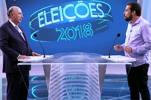Henrique Meirelles (MDB) e Guilherme Boulos (PSOL), durante debate entre presidenciáveis realizado pela TV Globo - 04/10/2018