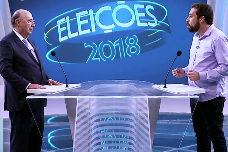 Henrique Meirelles (MDB) e Guilherme Boulos (PSOL), durante debate entre presidenciáveis realizado pela TV Globo - 04/10/2018