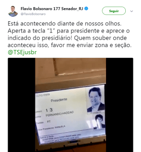 Twitter de Flávio Bolsonaro