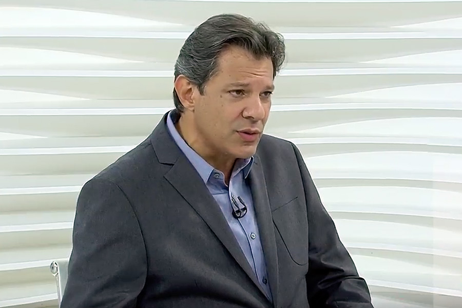 O candidato à Presidência da República pelo PT, Fernando Haddad, em entrevista ao 'Roda Viva', na TV Cultura - 22/10/2018