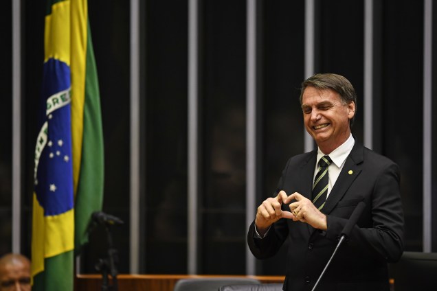 O presidente eleito Jair Bolsonaro participa da cerimônia do 30º aniversário da Constituição Federal no Congresso em Brasília - 06/11/2018