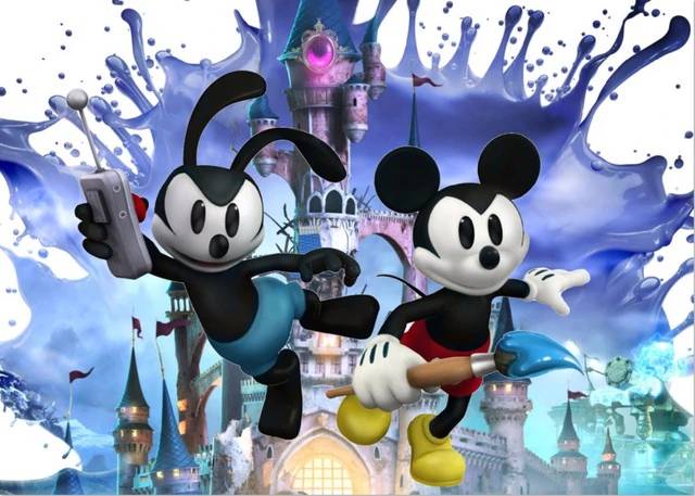 Oswald e Mickey em arte do jogo Epic Mickey