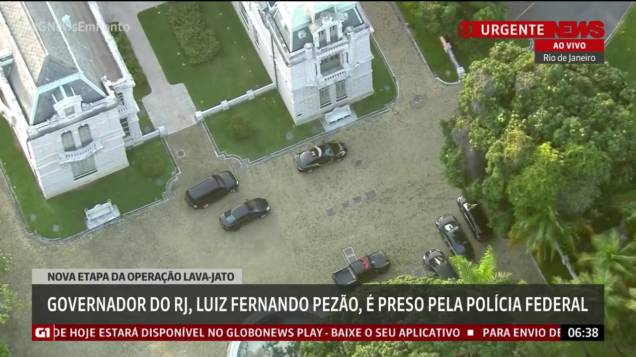 Imagens da Globo News mostram momento da prisão do governador do Rio de Janeiro, Luiz Fernando Pezão