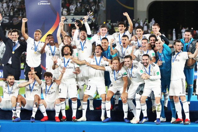 Jogadores do Real Madrid comemoram após conquistarem o Mundial de Clubes da FIFA - 22/12/2018