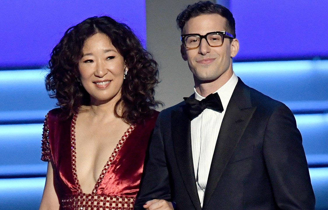 Sandra Oh e Andy Samberg no Emmy 2018