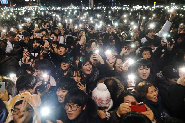 Pessoas celebram o Ano Novo em  Seul, Coreia do Sul - 01/01/2019