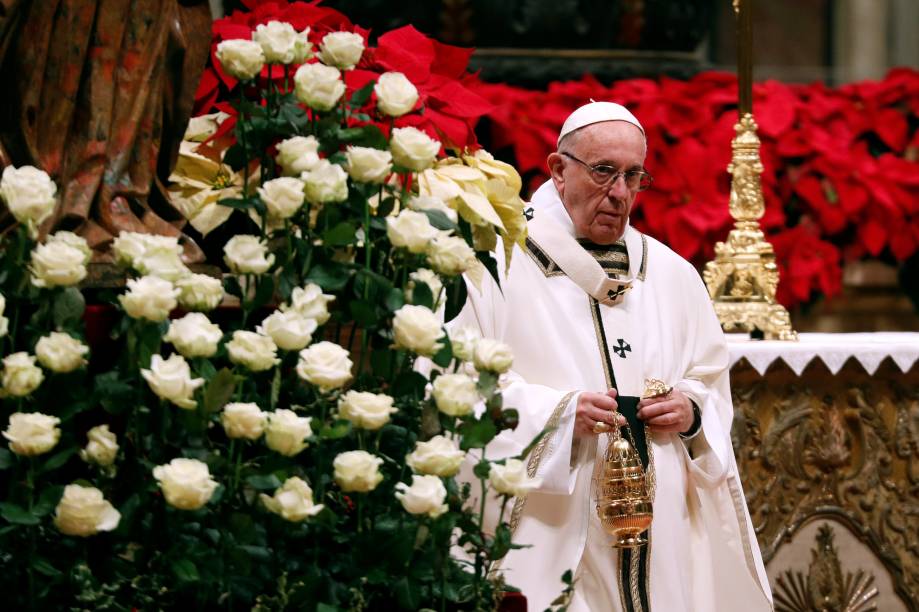 Papa Francisco celebra a tradicional Missa do Galo, realizada na Basílica de São Pedro, no Vaticano - 24/12/2018