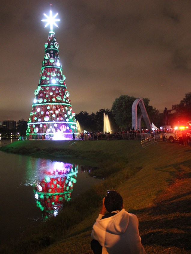 Público observa árvore de Natal instalada no Parque do Ibirapuera, zona Sul de São Paulo (SP) - 03/12/2/018