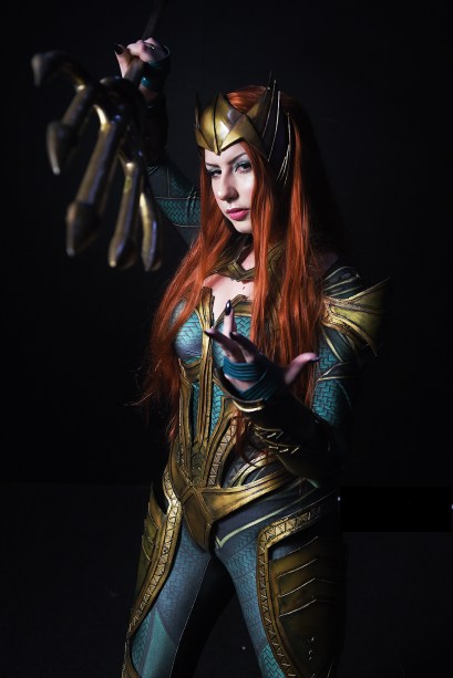 Cosplay da personagem 'Mera', do filme 'Aquaman', durante a Comic Con Experience 2018, realizada na São Paulo Expo - 07/12/2018