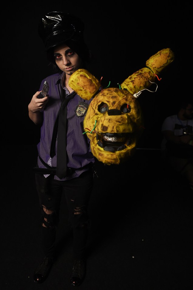 Cosplay do personagem "Purple Guy", durante o segundo dia da Comic Con Experience 2018, realizada na São Paulo Expo - 07/12/2018