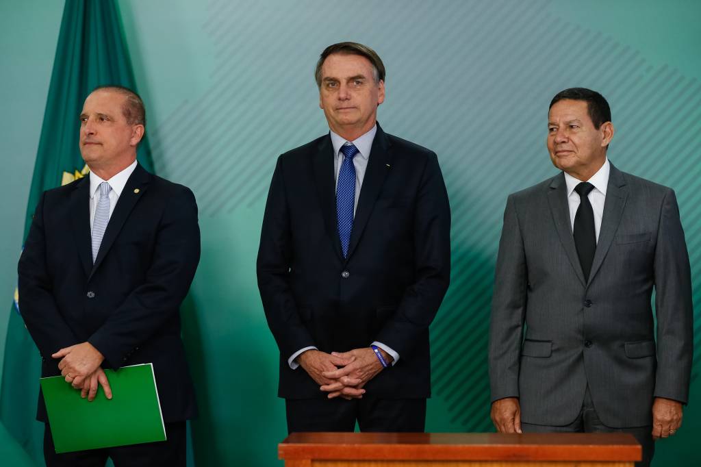 Onyx Lorenzoni, Jair Bolsonaro e Hamilton Mourão -