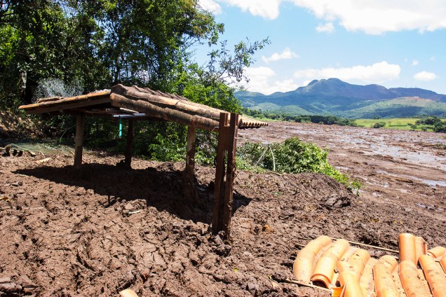 Área invadida pela lama após rompimento de barragem nos arredores do Córrego do Feijão, na cidade de Brumadinho (MG) - 28/01/2019