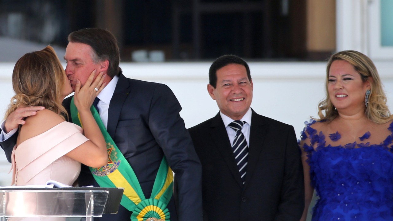 Michelle Bolsonaro na cerimônia de posse presidencial de Jair Bolsonaro