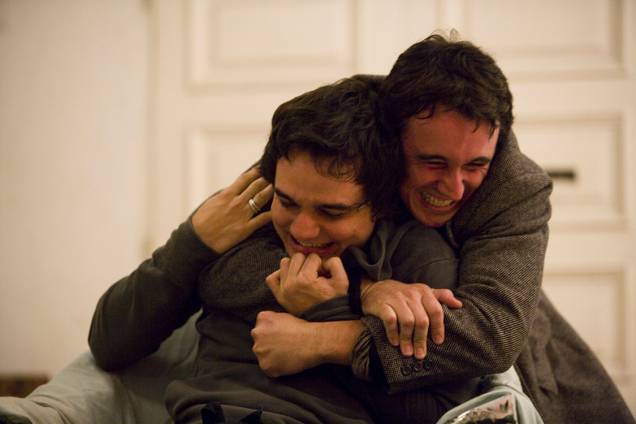 Wagner Moura e Caio Junqueira ensaiando a peça "Hamlet", direção de Aderbal Freire Filho Wagner Moura e Caio Junqueira ensaiando a peça "Hamlet", direção de Aderbal Freire Filho