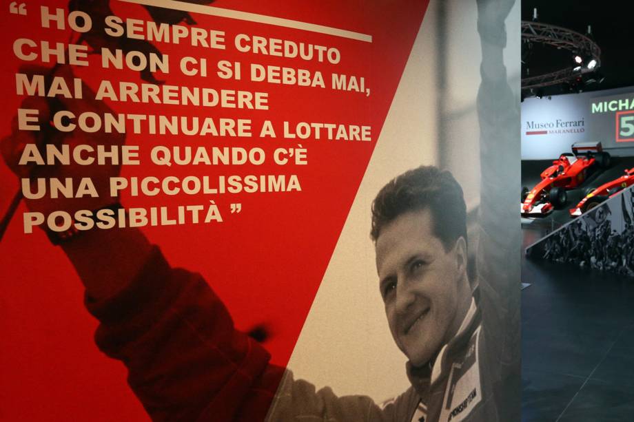 Museu da Ferrari realiza exposição para celebrar os 50 anos de Michael Schumacher em Maranello, na Itália