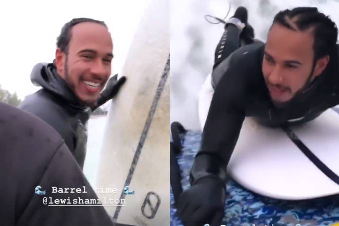 Lewis Hamilton surfista