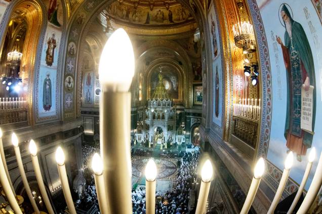 O patriarca ortodoxo russo Kirill celebra missa de Natal na Catedral de Cristo Salvador, em Moscou - 07/01/2019 O patriarca ortodoxo russo Kirill celebra missa de Natal na Catedral de Cristo Salvador, em Moscou - 07/01/2019