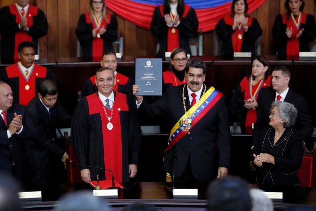 Nicolás Maduro durante a cerimônia de posse para seu segundo mandato presidencial, na Suprema Corte de Caracas, Venezuela - 10/01/2019