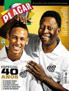 Capa de Placar de 40 anos com Neymar e Pelé