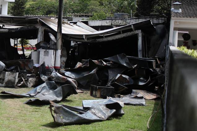 Área destruída pelo fogo no centro de treinamento do Flamengo no Rio de Janeiro - 08/02/2019