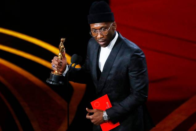 O ator Mahershala Ali conquista o Oscar de melhor ator coadjuvante por ´Green Book´, durante cerimônia de premiação realizada em Los Angeles - 24/02/2019