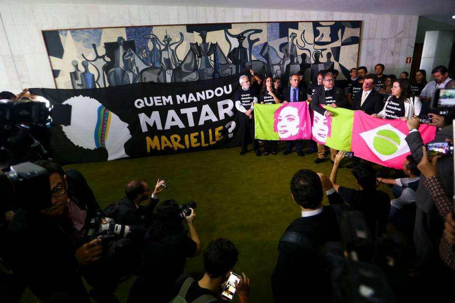 Em Brasília, deputados fazem ato em homenagem à vereadora Marielle Franco, morta há um ano no Rio de Janeiro - 14/03/2019