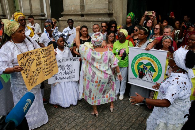 Missa na Igreja da Candelária, no Rio de Janeiro, lembra um ano do assassinato da vereadora Marielle Franco e do motorista Anderson Gomes - 14/03/2019