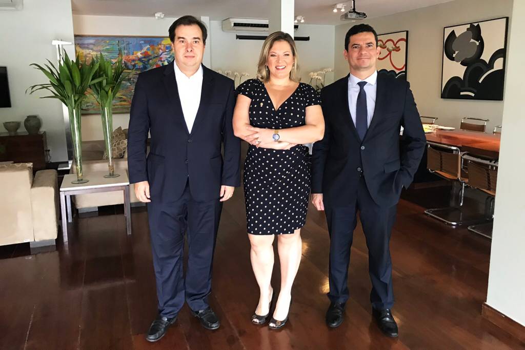 Rodrigo Maia, Joice Hasselmann e Sergio Moro Rodrigo Maia, Joice Hasselmann e Sergio Moro
