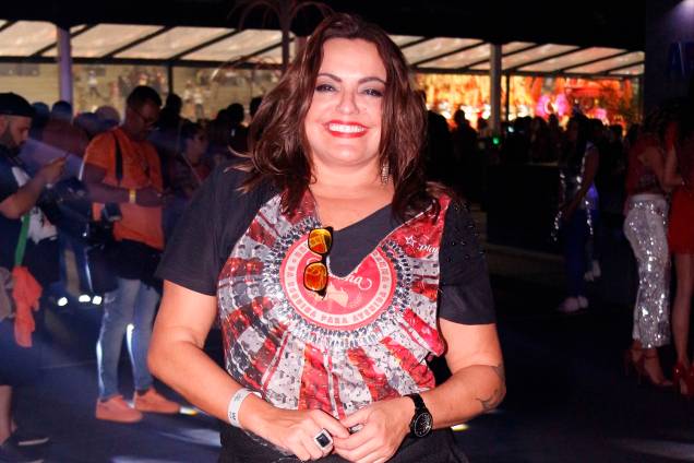 A jornalista Fabiola Reipert  posa para foto em camarote no Sambódromo do Anhembi, em São Paulo (SP) - 01/03/2019