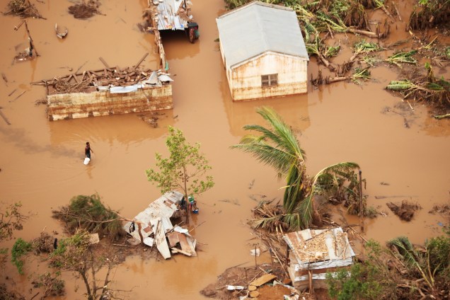 Vista aérea da cidade de Beira, em Moçambique, atingida pelo ciclone Idai - 23/03/2019