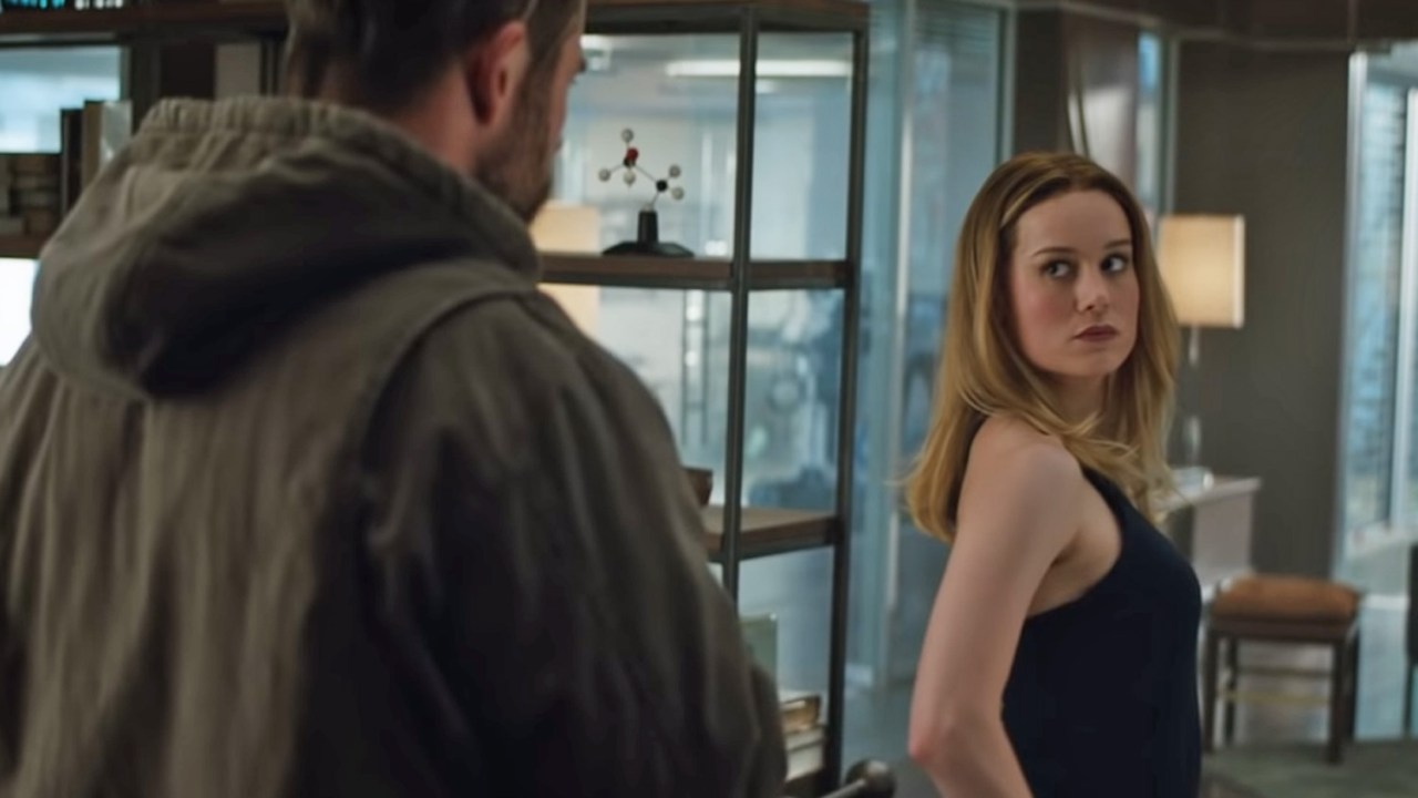 Chris Hemsworth como Thor e Brie Larson como Capitã Marvel em cena do trailer de Vingadores: Ultimato