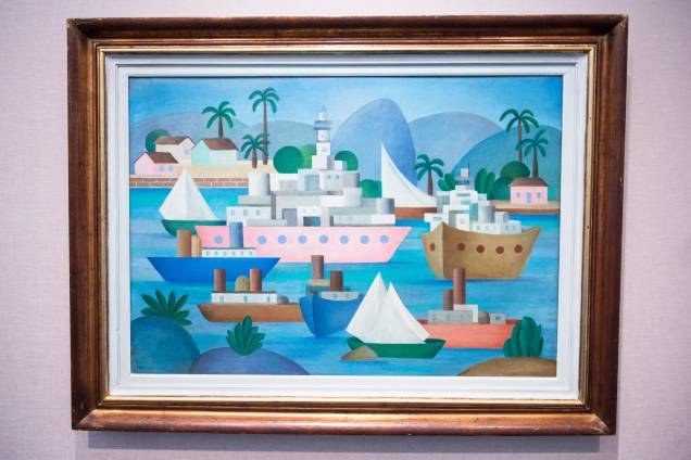 A obra 'Porto I' (1953), faz parte da exposição 'Tarsila Popular', que traz obras da artista Tarsila do Amaral no Masp (Museu de Arte de São Paulo) - 03/04/2019