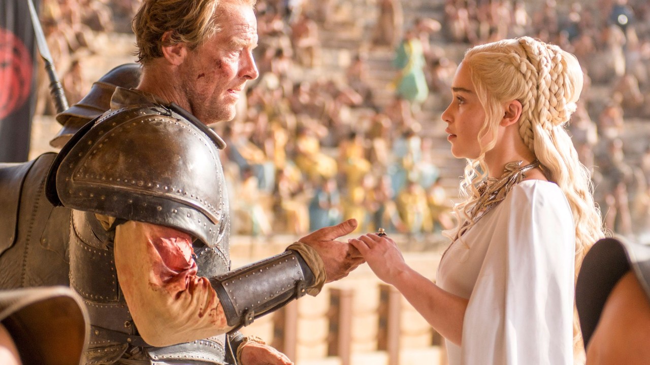 Jorah Mormont (Iain Glen) e Daenerys (Emilia Clarke) em 'Game of Thrones'