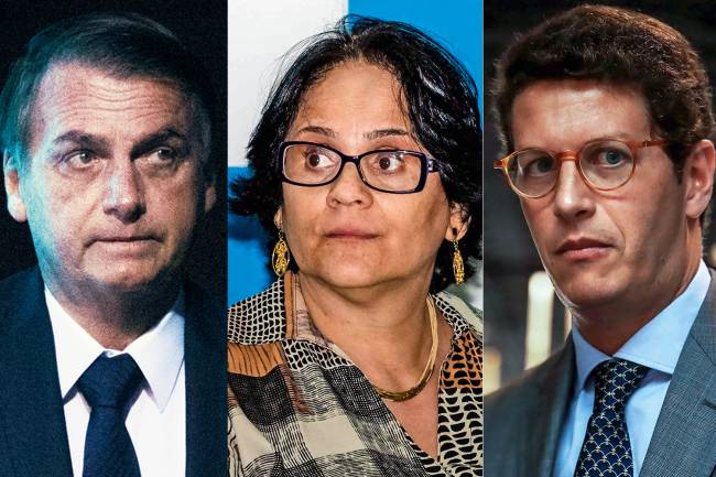 Jair Bolsonaro, Damares Alves e Ricardo Salles