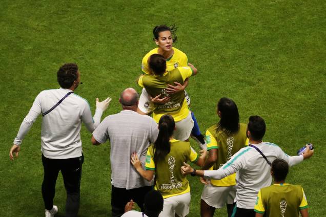 Jogadora Thaisa comemora gol no jogo entre França e Brasil jogo válido pela Copa do Mundo Feminina 2019 Oitavas de final - 23/06/2019