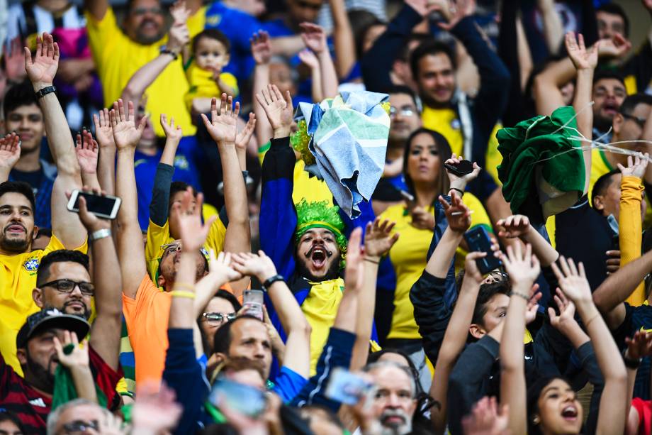 Torcida comparece ao estádio Mané Garrincha, em Brasília (DF), para acompanhar partida amistosa entre Brasil e Catar - 05/06/2019