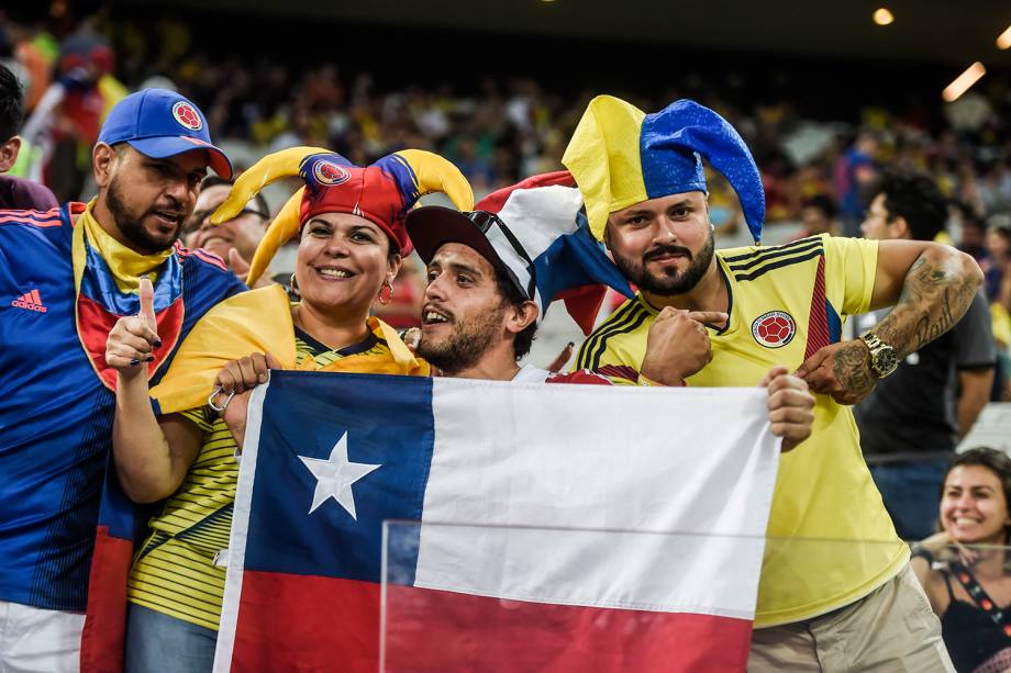 Torcedores marcam presença na Arena Corinthians, em São Paulo (SP), para a partida entre Colômbia e Chile, válida pelas quartas de final da Copa América - 28/06/2019