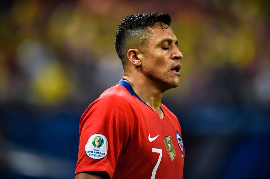 Alexis Sánchez, jogador do Chile, durante partida contra a Colômbia, válida pelas quartas de final da Copa América - 28/06/2019