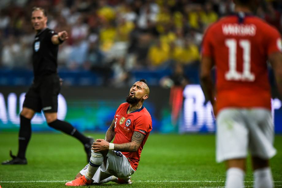 Arturo Vidal, jogador chileno, durante partida contra a Colômbia - 28/06/2019